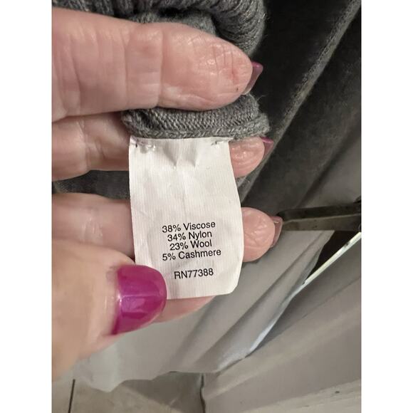 J Crew Factory Gray 1/2 Button Gray Cashmere Wool Blend Sweater Big Buttons Sz L - Picture 3 of 5